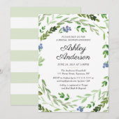 Invitation de Fête de la mariée de verdure de baie (Devant / Derrière)
