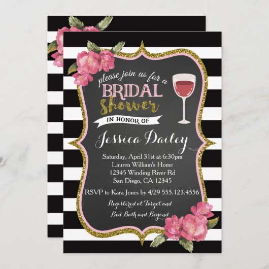 Invitation de Fête de la mariée de vin (Devant / Derrière)