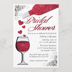 Invitation de Fête de la mariée de vin de parties