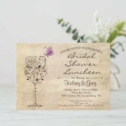 Invitation de Fête de la mariée de vin et de (Debout devant)