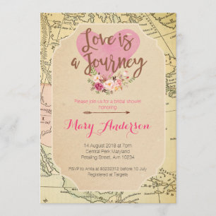 Invitation de Fête de la mariée de voyage de carte