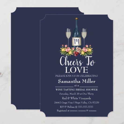 Invitation de Fête de la mariée d'établissement (Devant / Derrière)