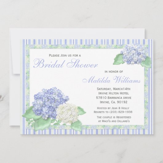 Invitation de Fête de la mariée d'hortensia (Devant)