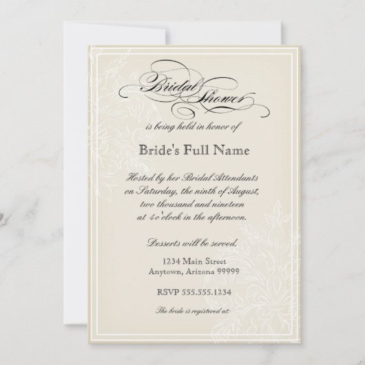 Invitation de Fête de la mariée d'hortensia de (Devant)