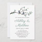 Invitation de Fête de la mariée d'inséparables (Devant)