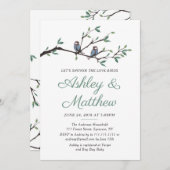 Invitation de Fête de la mariée d'inséparables (Devant / Derrière)