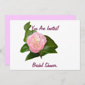 Invitation de Fête de la mariée, fleur rose (Devant / Derrière)