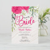 Invitation de Fête de la mariée - floral rose (Debout devant)