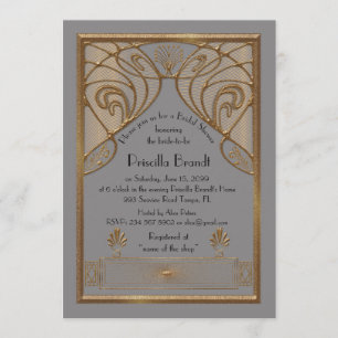 Invitation de Fête de la mariée, grand Gatsby, or