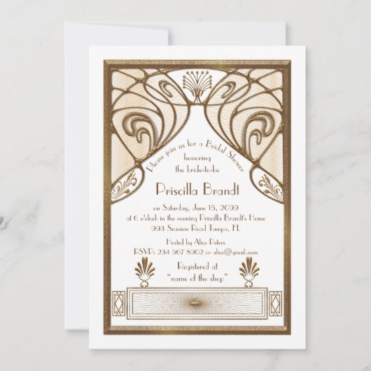 Invitation de Fête de la mariée, grand or blanc de (Devant)