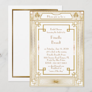 Invitation de Fête de la mariée, grand or d'or de