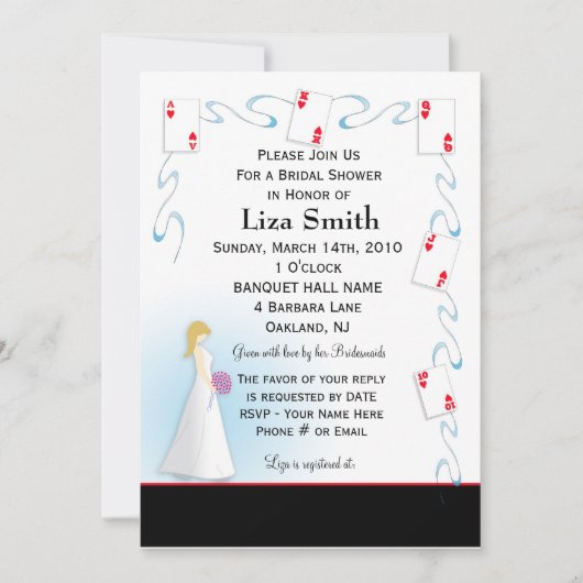 Invitation de Fête de la mariée - thème de Vegas (Devant)