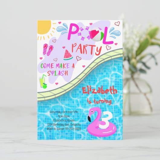 Invitation de fête de la piscine (Debout devant)