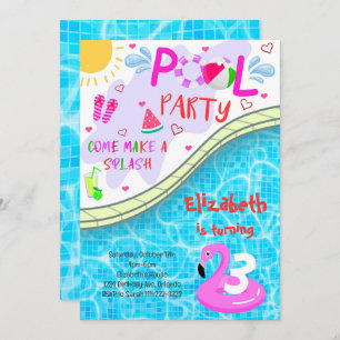Invitation de fête de la piscine