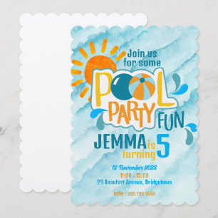 Invitation de fête de la piscine