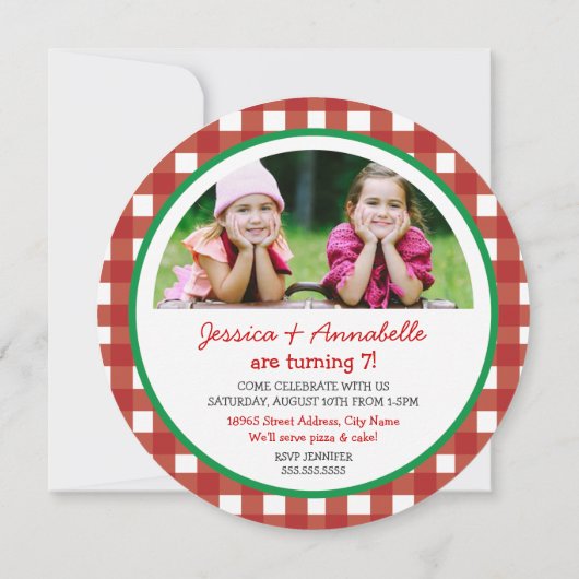 Invitation de fête de la pizza (Dos)