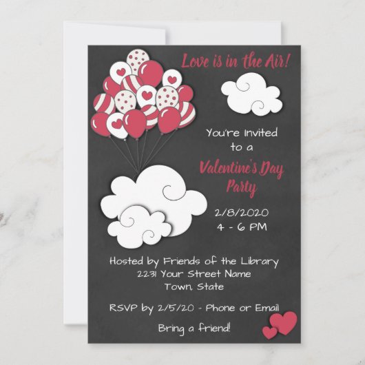 Invitation de fête de la Saint-Valentin adorable (Devant)