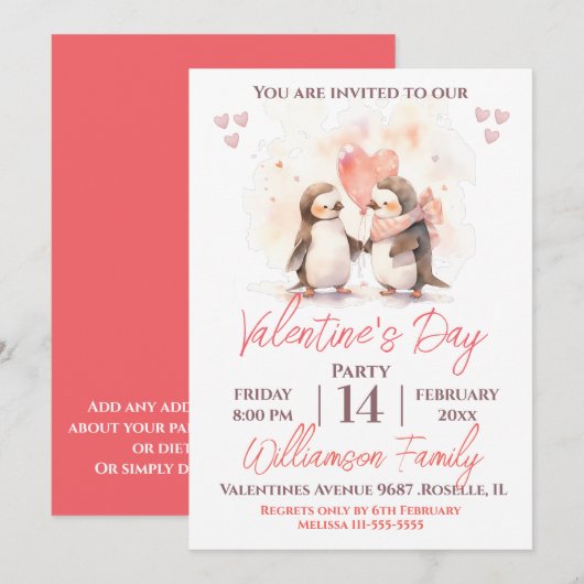 Invitation de fête de la Saint-Valentin avec des m (Devant / Derrière)