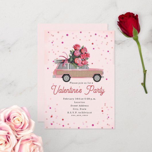 Invitation de fête de la Saint-Valentin camionnett