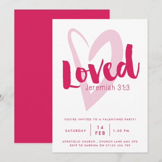Invitation de fête de la Saint-Valentin chrétienne (Devant / Derrière)