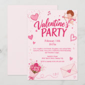 Invitation de fête de la Saint-Valentin Cupid mign (Devant / Derrière)