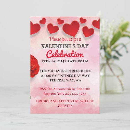 Invitation de fête de la Saint-Valentin romantique (Debout devant)