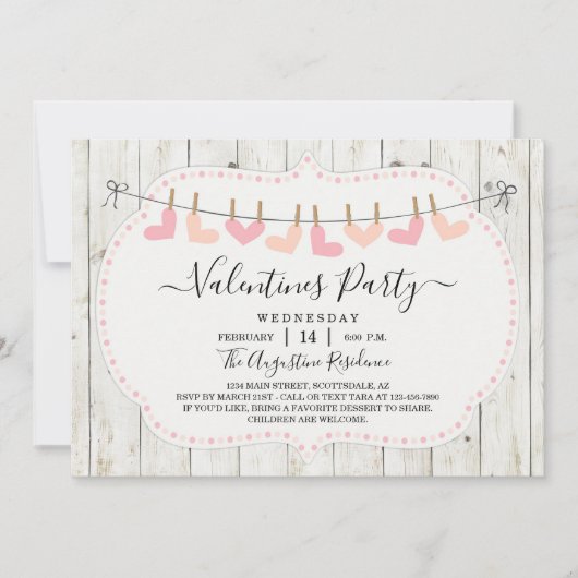Invitation de fête de la Saint-Valentin Rustique p (Devant)