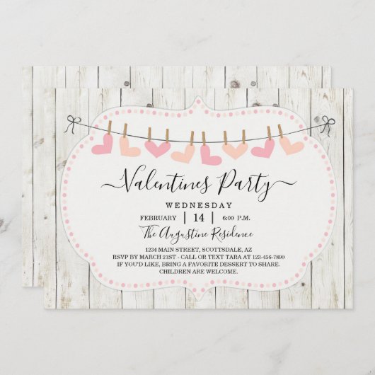 Invitation de fête de la Saint-Valentin Rustique p (Devant / Derrière)