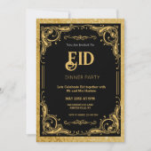 Invitation de fête de l'Aïd en noir et or (Devant)
