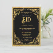Invitation de fête de l'Aïd en noir et or (Debout devant)