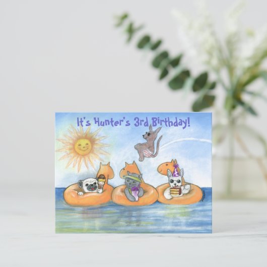 invitation de fête de l'anniversaire de "l'animal (Debout devant)