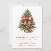 Invitation de fête de l'arbre de Noël à l'aquarell (Devant)