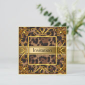 Invitation de fête de léopard doré pour toutes les (Debout devant)