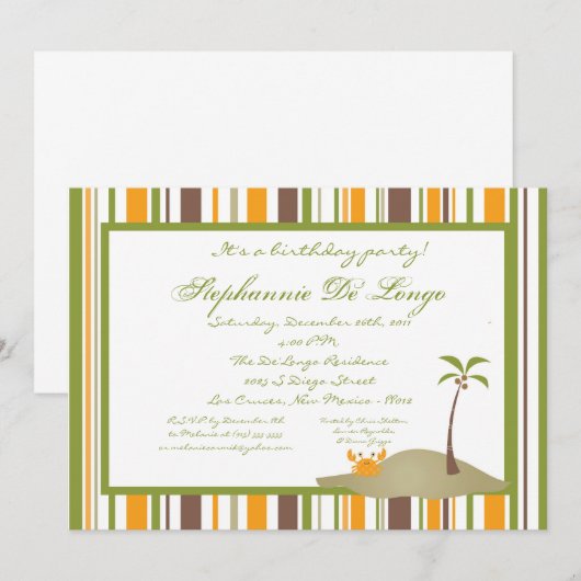 Invitation de fête de l'île 5x7 (Devant / Derrière)