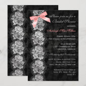 Invitation de Fête de l'mariée à dentelle noire (Devant / Derrière)