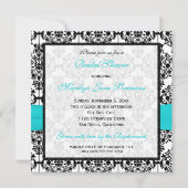 Invitation de Fête de l'mariée Aqua, White et Blac (Dos)