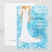 Invitation de Fête de l'mariée bleu bébé mou (Devant / Derrière)