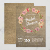 Invitation de Fête de l'mariée de couronne de fleu (Devant / Derrière)