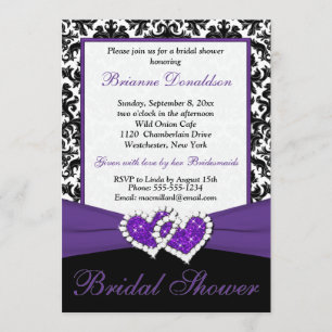 Invitation de Fête de l'mariée de Damas noir viole