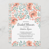 Invitation de Fête de l'mariée de jolies fleurs de (Devant / Derrière)