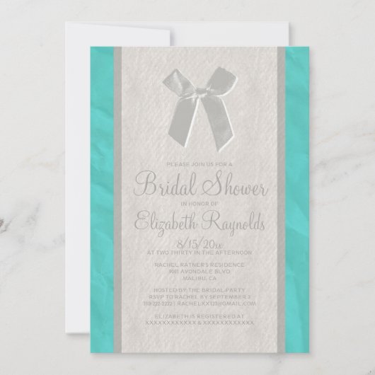 Invitation de Fête de l'mariée de lin d'acier Vint (Devant)