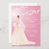 Invitation de Fête de l'mariée de mariées à la mod (Devant / Derrière)