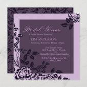Invitation de Fête de l'mariée élégante Rose viole (Devant / Derrière)