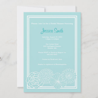 Invitation de Fête de l'mariée florale bleu modern