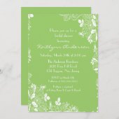 Invitation de Fête de l'mariée florale vert de pri (Devant / Derrière)