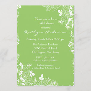 Invitation de Fête de l'mariée florale vert de pri