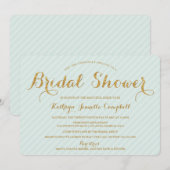 Invitation de Fête de l'mariée Glitzy Gold - Mint (Devant / Derrière)