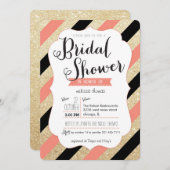 Invitation de Fête de l'mariée Gold Parties scinti (Devant / Derrière)