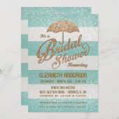 Invitation de Fête de l'mariée Gras Turquoise (Devant / Derrière)