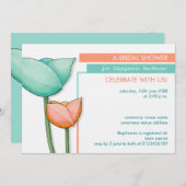 Invitation de Fête de l'mariée orange turquoise Fl (Devant / Derrière)